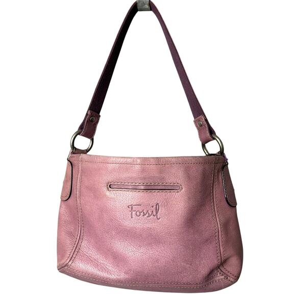 Fossil Shoulder Bag Purse Vintage Y2K Style Purple Leather Silver Hardware 11x8 - Picture 2 of 9
